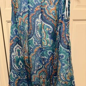 Ralph Lauren Blue and Green Paisley Midi Skirt